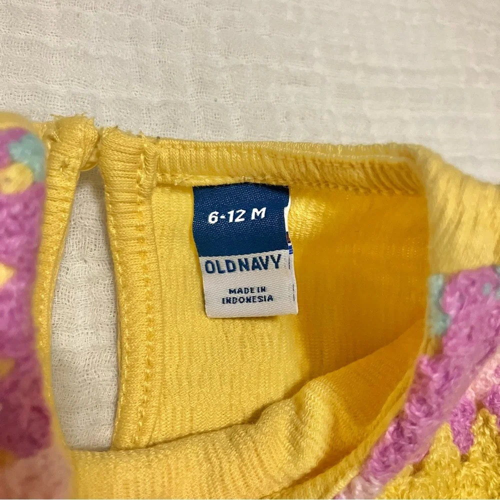 Girl’s Old Navy Sunshine Yellow Crochet‎ Panel Sleeveless Dress Sz 6-12M